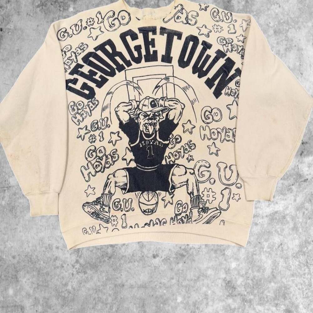 Vintage Georgetown Hoyas All-Over Print Crewneck Sweatshirt